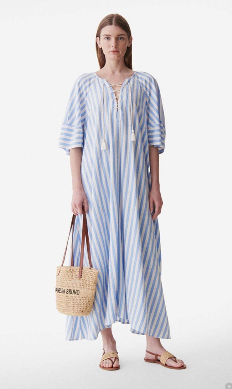 Vanessa Bruno Striped Brooklyn Dress Blue/White Size S